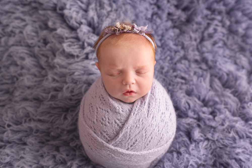 Lilac knitted lace wrap & bonnet