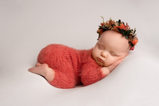 Coral newborn romper set