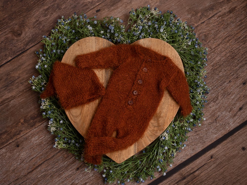 Cinnamon fuzzy romper set