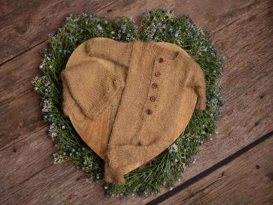 Brown sugar fuzzy romper set