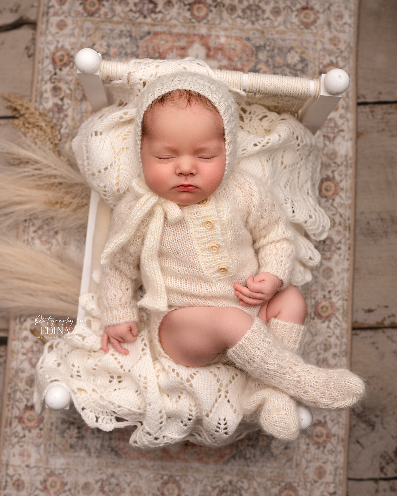 BUNDLE Vintage layer and alpaca newborn romper with matching socks