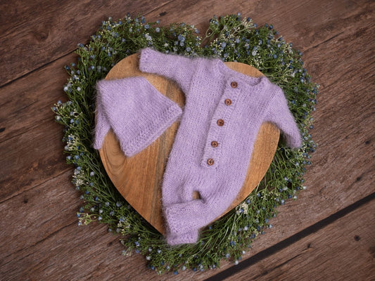Lilac newborn romper set